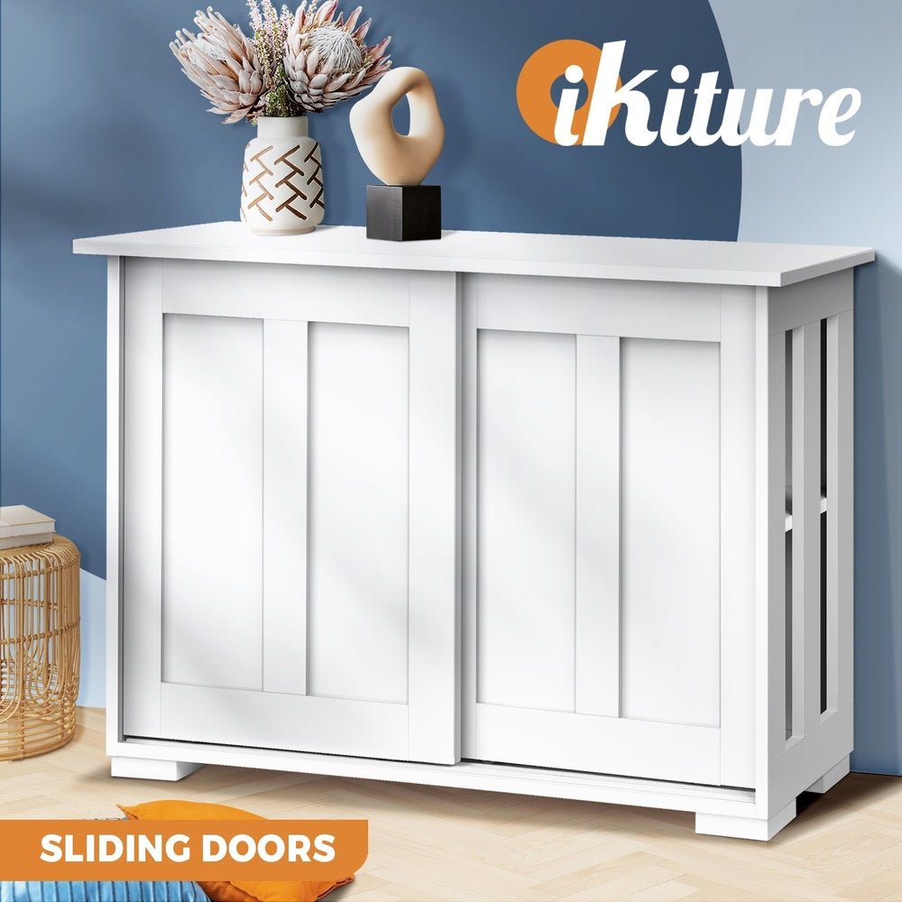 White Sideboard with Sliding Doors - Buy Online at Bargain Bay Australia