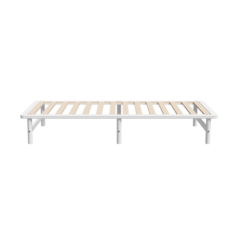 White Solid Pine Timber Single Size Wooden Bed Frame - Buy Online at Bargain Bay Australia
