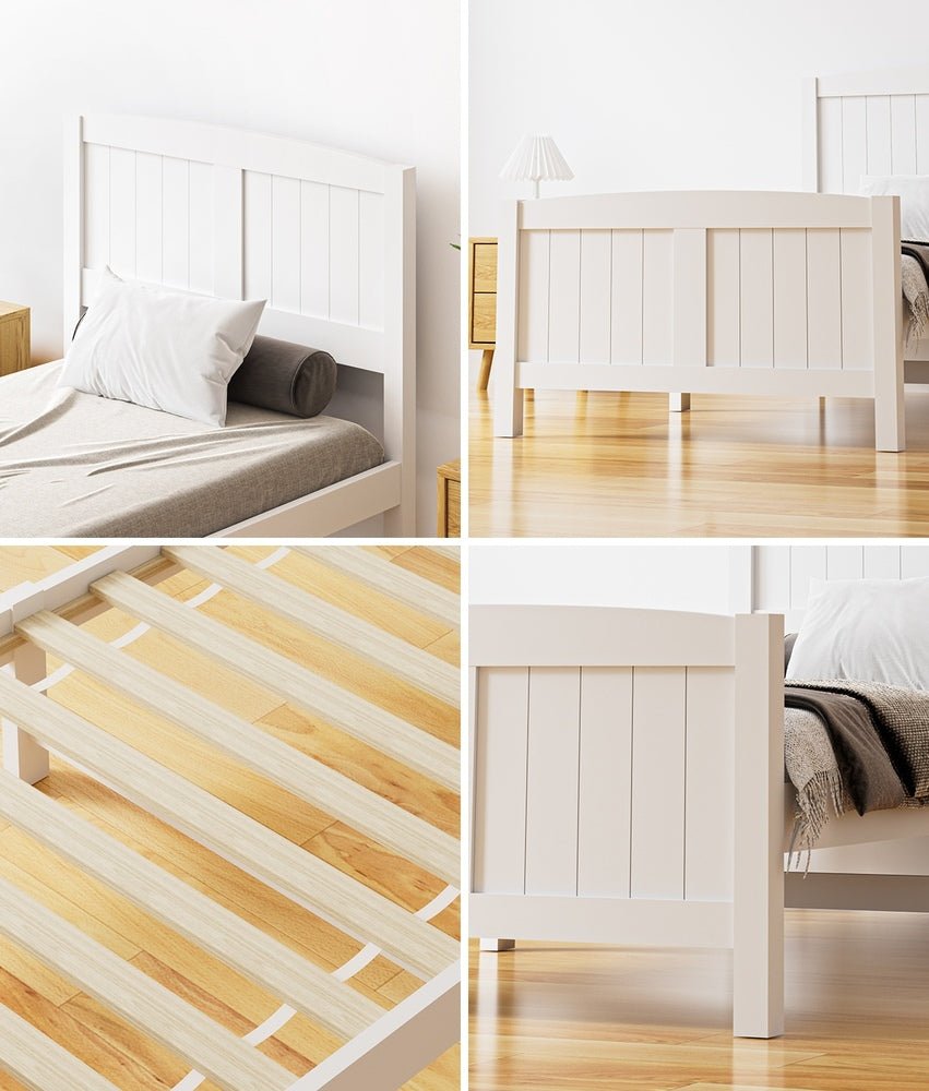 White Timber Single Size Platform Bed Frame - Buy Online at Bargain Bay Australia