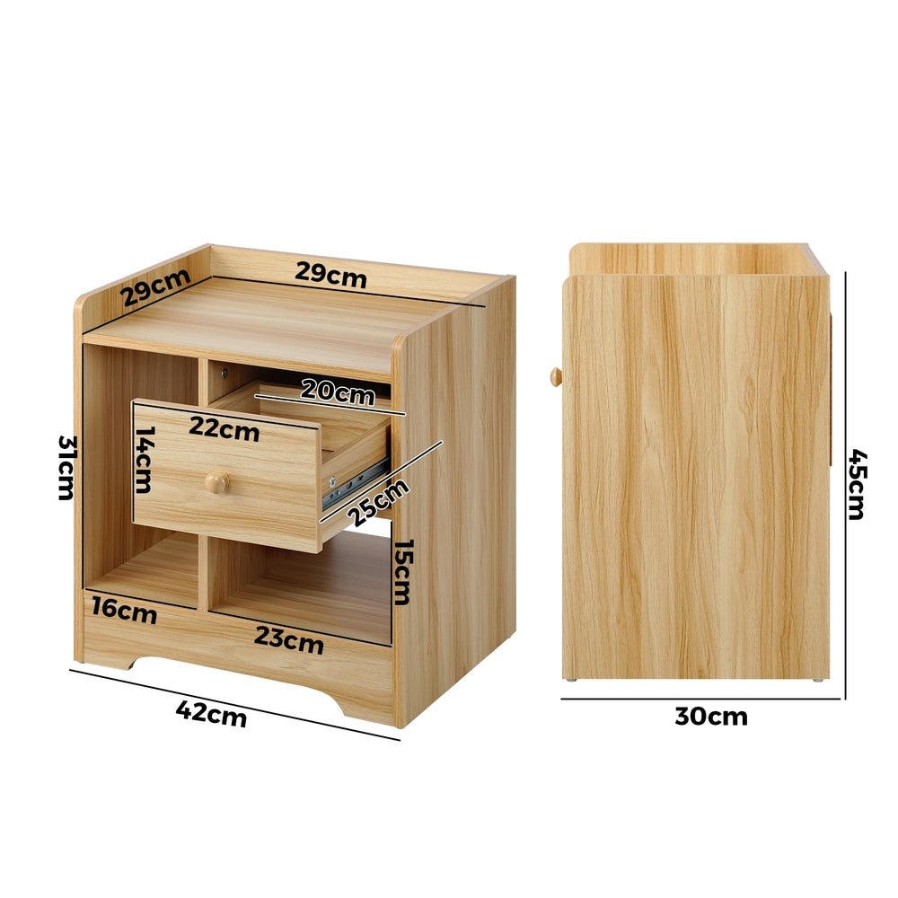 Wooden Bedside Table with Drawer and Storage Space - Buy Online at Bargain Bay Australia