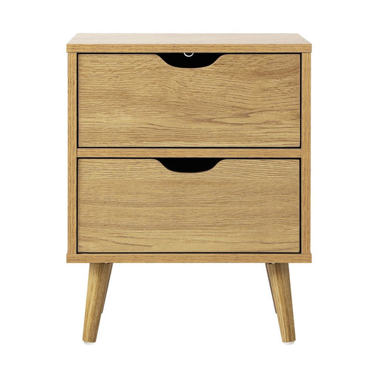 Wooden Bedside Tables with 2 Drawers and Air Gap Handles - Buy Online at Bargain Bay Australia