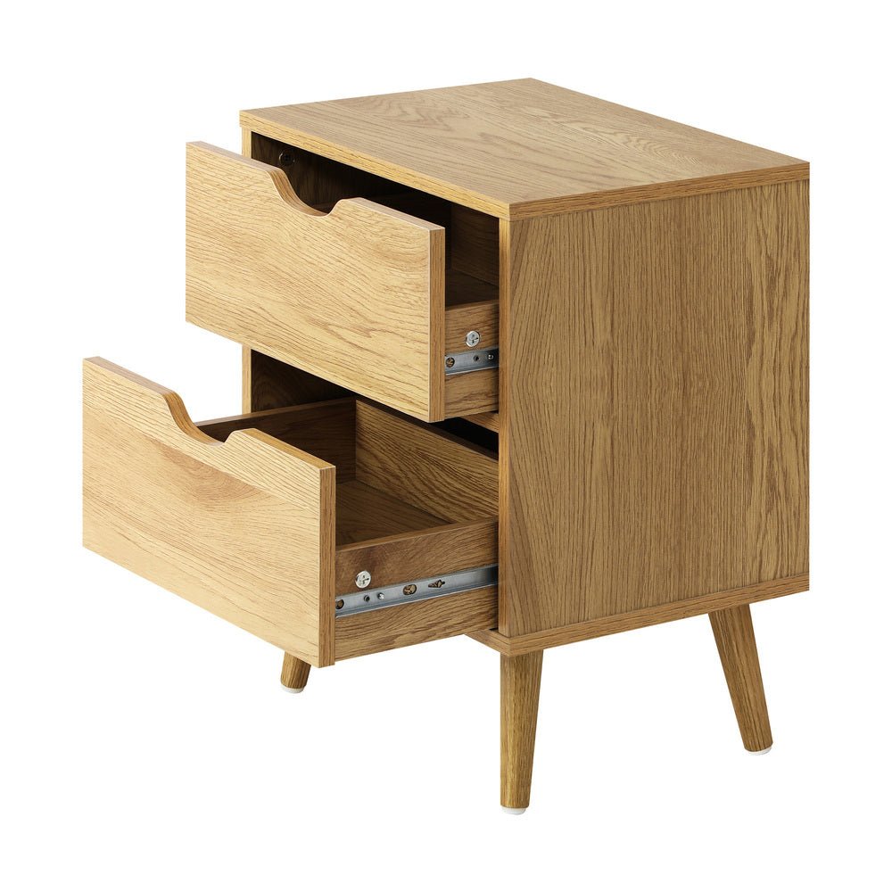 Wooden Bedside Tables with 2 Drawers and Air Gap Handles - Buy Online at Bargain Bay Australia