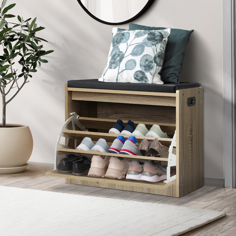 Wooden Shoe Storage Bench with PU Seat - Buy Online at Bargain Bay Australia