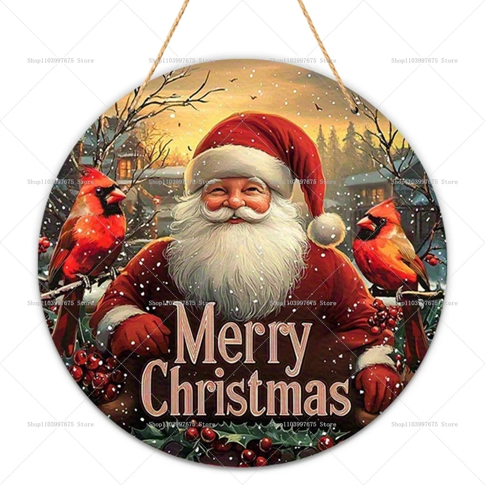 2D Santa Claus Wooden Sign – Christmas Wall & Door Decoration