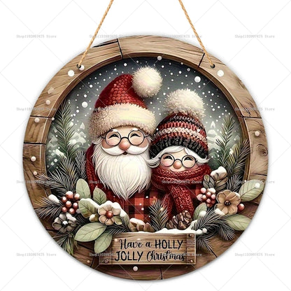 2D Santa Claus Wooden Sign – Christmas Wall & Door Decoration