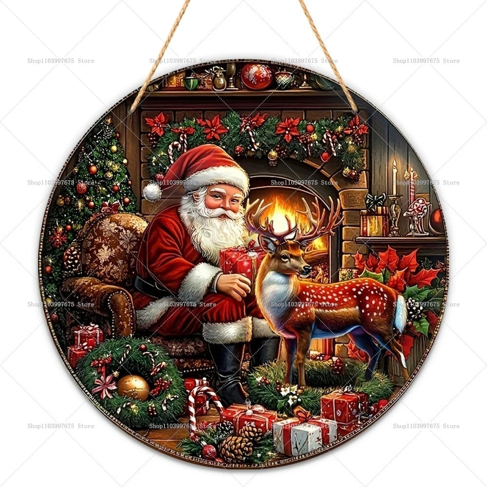 2D Santa Claus Wooden Sign – Christmas Wall & Door Decoration