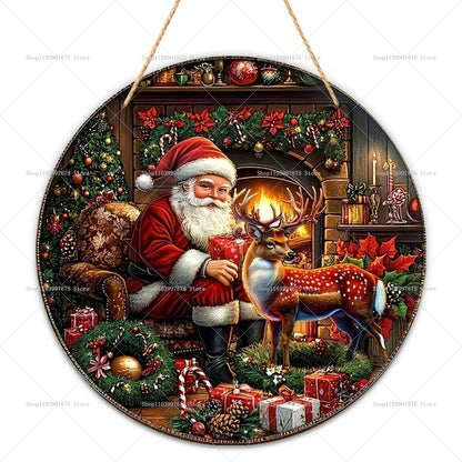 2D Santa Claus Wooden Sign – Christmas Wall & Door Decoration