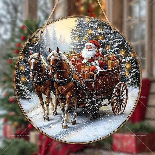 2D Santa Claus Wooden Sign – Christmas Wall & Door Decoration