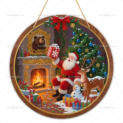 2D Santa Claus Wooden Sign – Christmas Wall & Door Decoration