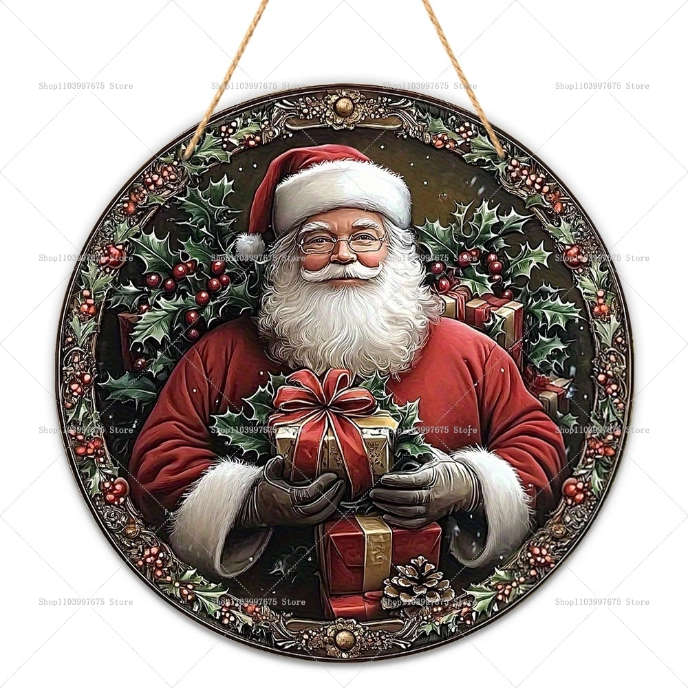 2D Santa Claus Wooden Sign – Christmas Wall & Door Decoration