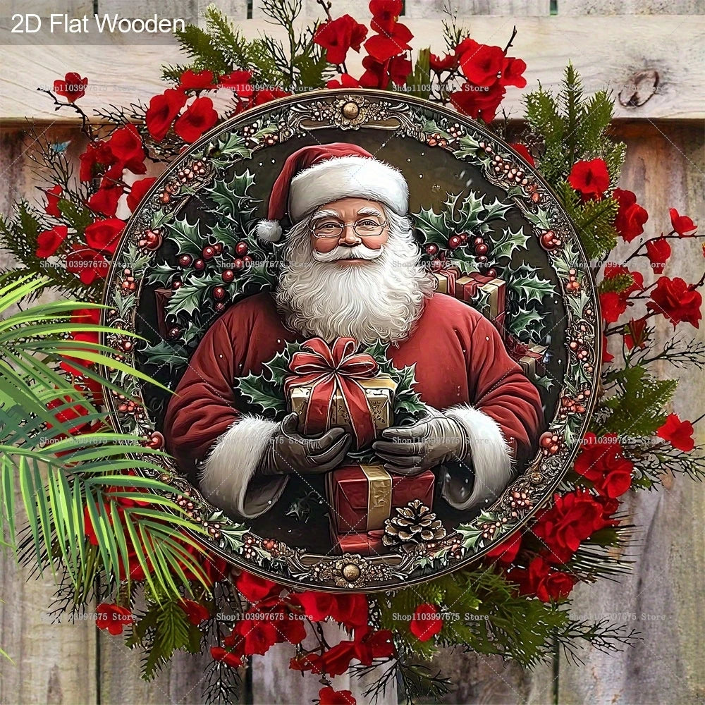 2D Santa Claus Wooden Sign – Christmas Wall & Door Decoration