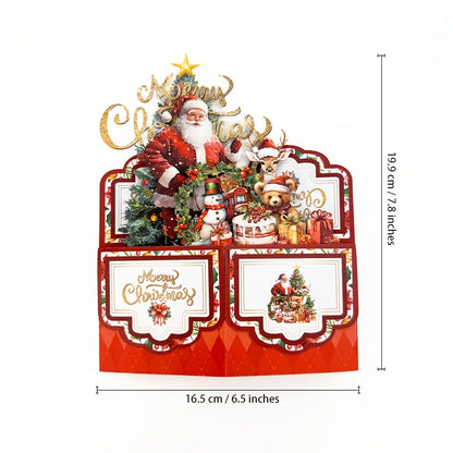 3D Christmas Pop-Up Card – Santa Claus & Reindeer Greeting Card