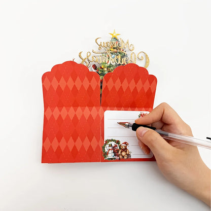 3D Christmas Pop-Up Card – Santa Claus & Reindeer Greeting Card