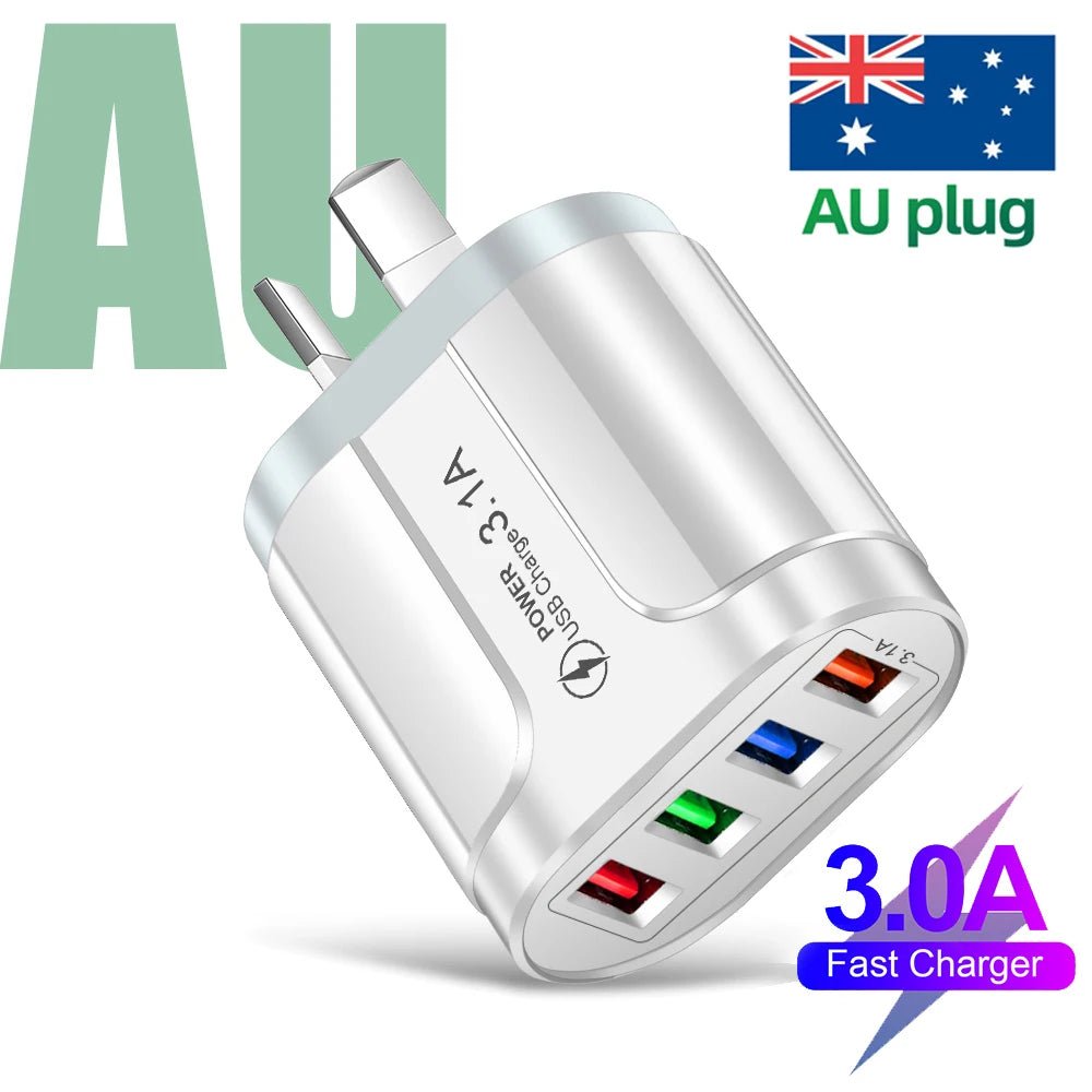 4 - Port USB Wall Charger AU Plug – 3.1A Fast Charging - Buy Online at Bargain Bay Australia