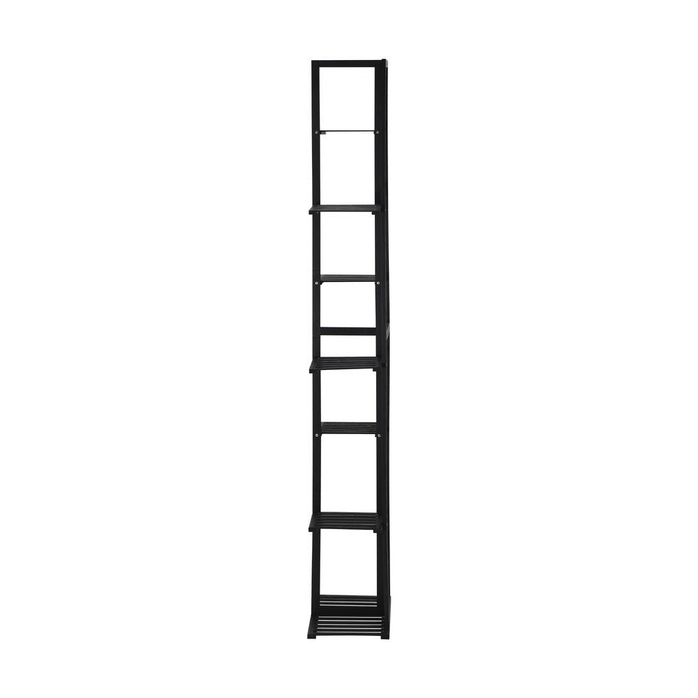 7 - Tier Bamboo Plant Stand Staggered Shelves Black - Buy Online at Bargain Bay Australia