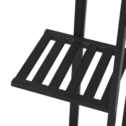 7 - Tier Bamboo Plant Stand Staggered Shelves Black - Buy Online at Bargain Bay Australia