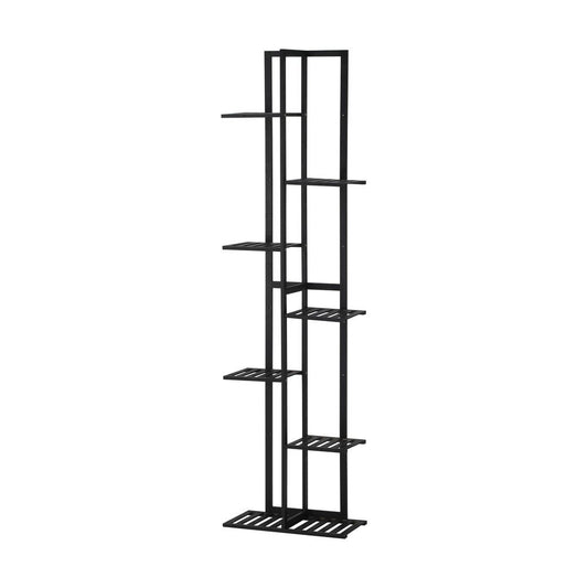 7 - Tier Bamboo Plant Stand Staggered Shelves Black - Buy Online at Bargain Bay Australia