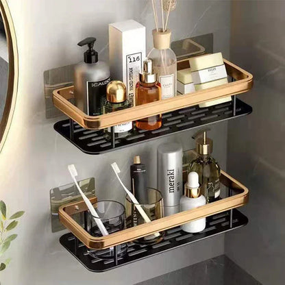Aluminum Alloy Bathroom & Kitchen Shelf – No-Drill Shampoo & Storage Rack