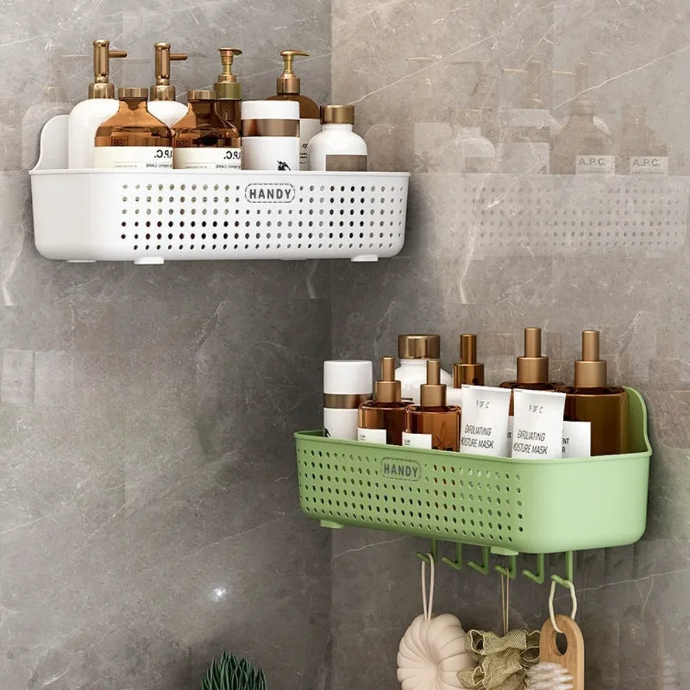 Bathroom Wall-Mounted Storage Shelf – Punch-Free Shower & Cosmetic Organizer