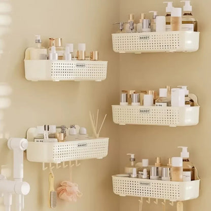 Bathroom Wall-Mounted Storage Shelf – Punch-Free Shower & Cosmetic Organizer
