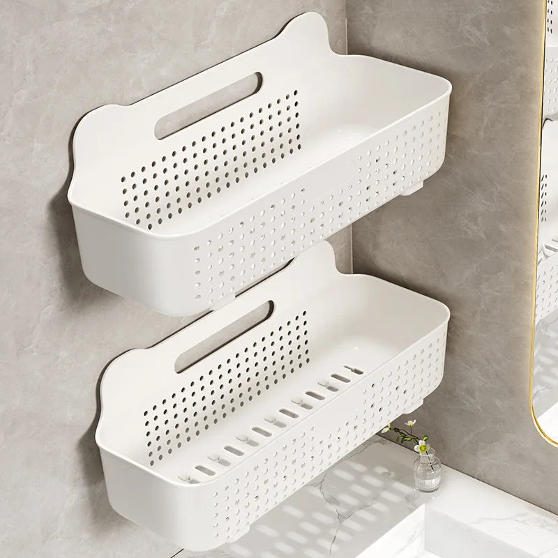 Bathroom Wall-Mounted Storage Shelf – Punch-Free Shower & Cosmetic Organizer
