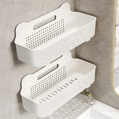 Bathroom Wall-Mounted Storage Shelf – Punch-Free Shower & Cosmetic Organizer