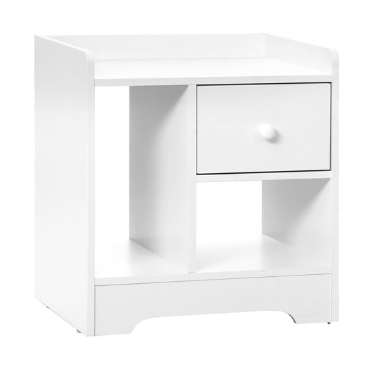 Bedside Table with Drawer and Storage Space White - Buy Online at Bargain Bay Australia