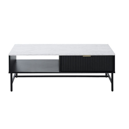 Black and White Sofa End Coffee Table with 1 Drawer and Open Shelf - Buy Online at Bargain Bay Australia