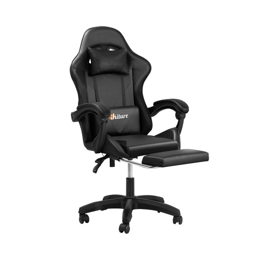 Black Gaming Chair with Footrest and Massage Pillow - Buy Online at Bargain Bay Australia