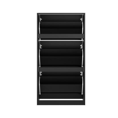 Black Shoe Rack Storage Cabinet with 3 Compartments - Buy Online at Bargain Bay Australia