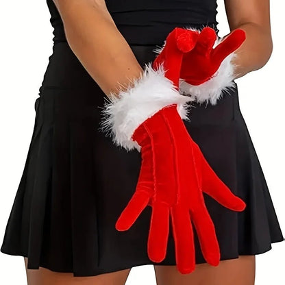 Christmas Plush Gloves – Santa Claus Warm Winter Accessories