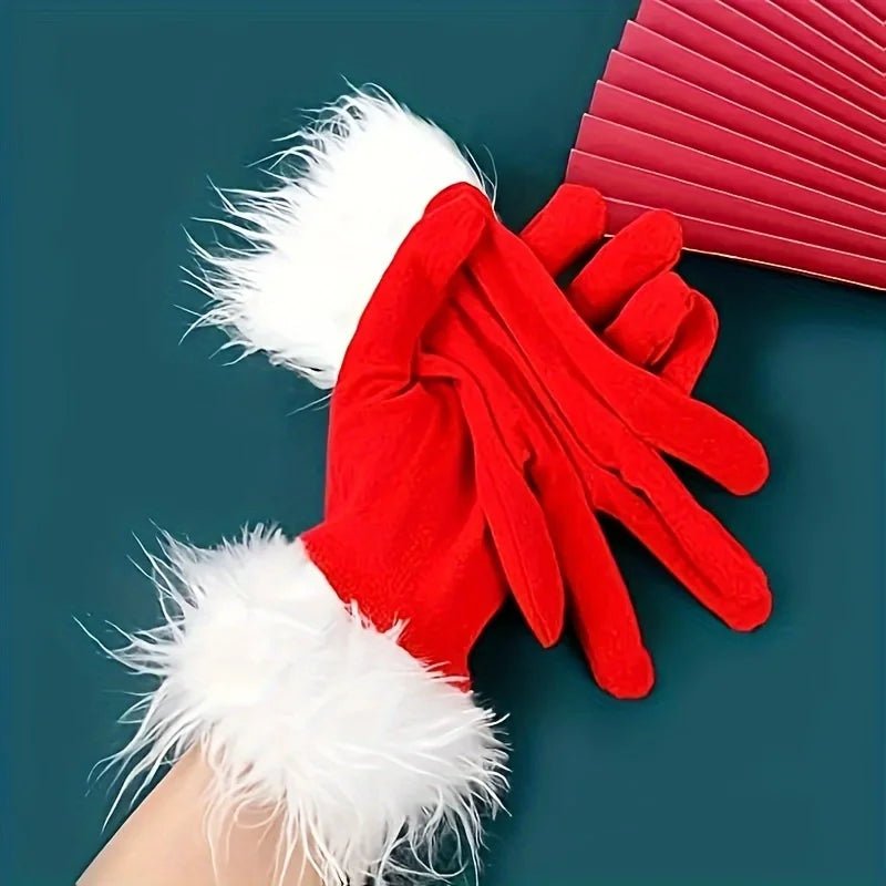 Christmas Plush Gloves – Santa Claus Warm Winter Accessories