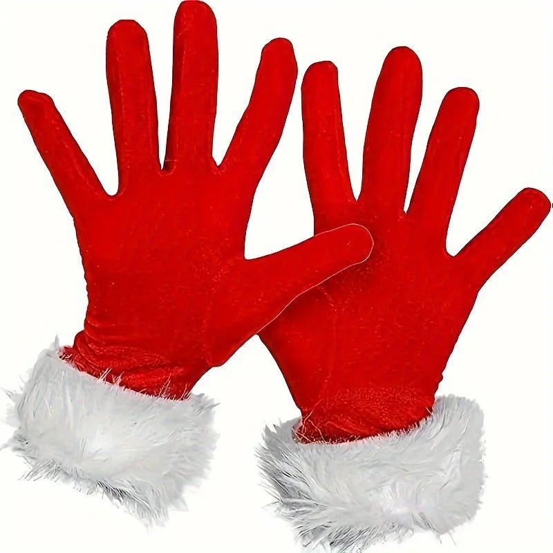 Christmas Plush Gloves – Santa Claus Warm Winter Accessories
