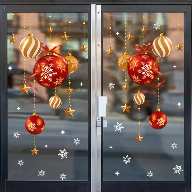 Christmas Window Stickers – Festive Balls, Stars & Snowflakes