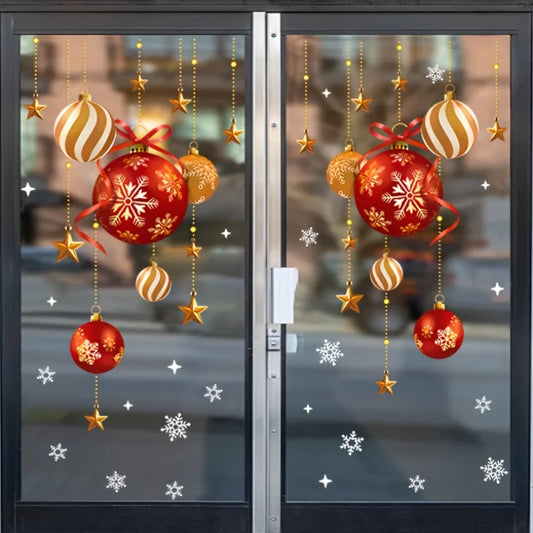 Christmas Window Stickers – Festive Balls, Stars & Snowflakes