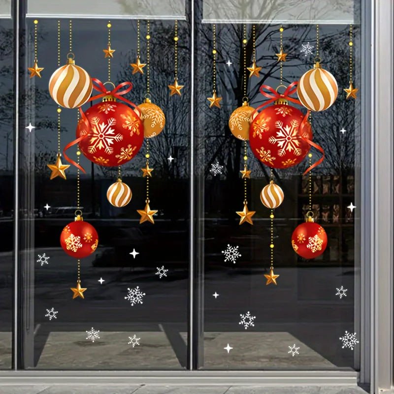 Christmas Window Stickers – Festive Balls, Stars & Snowflakes