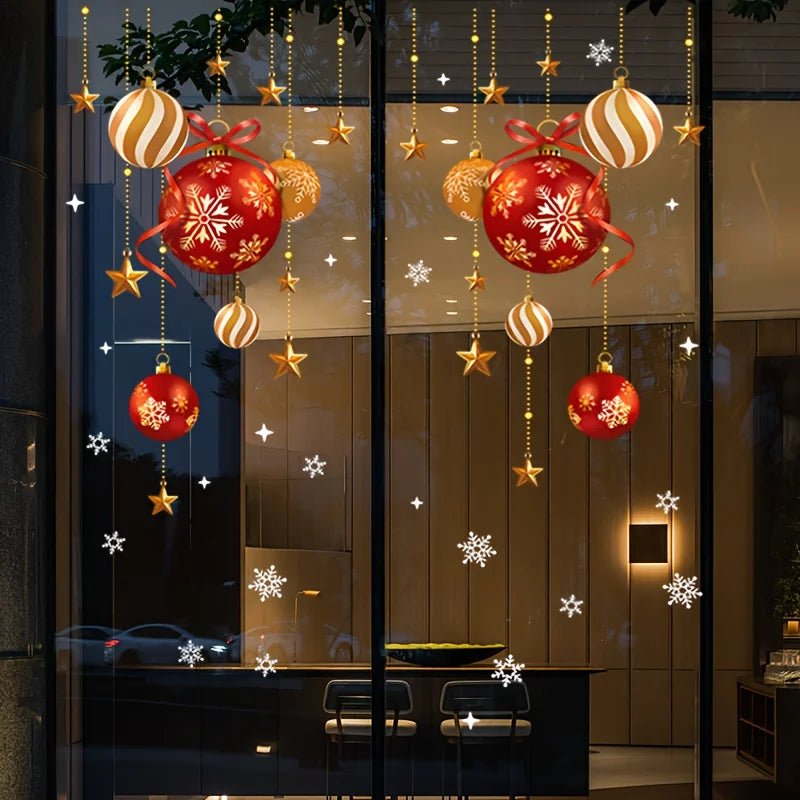 Christmas Window Stickers – Festive Balls, Stars & Snowflakes