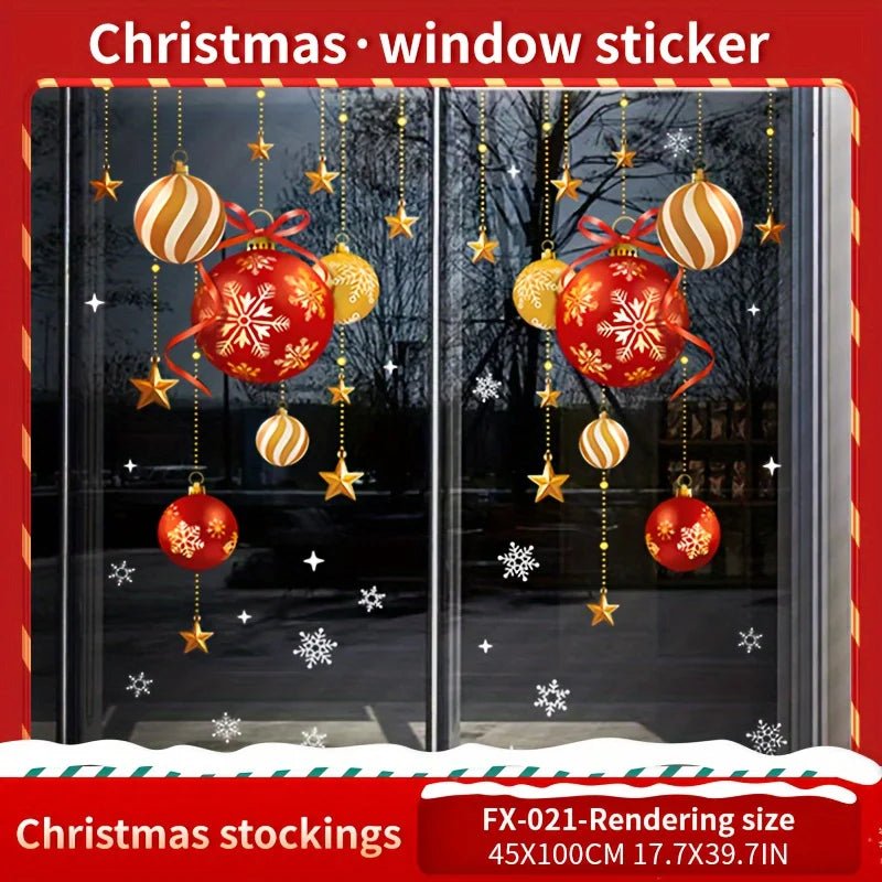 Christmas Window Stickers – Festive Balls, Stars & Snowflakes
