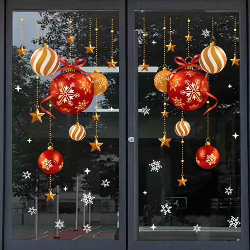 Christmas Window Stickers – Festive Balls, Stars & Snowflakes