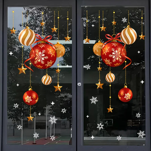 Christmas Window Stickers – Festive Balls, Stars & Snowflakes