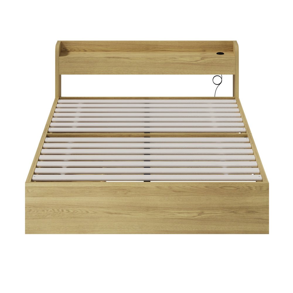 Double Bed Frame with Two Drawers and Charging Ports - Buy Online at Bargain Bay Australia