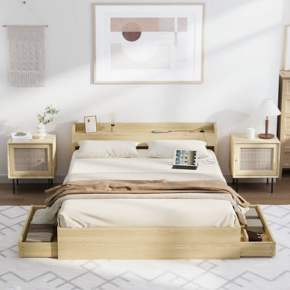Double Bed Frame with Two Drawers and Charging Ports - Buy Online at Bargain Bay Australia