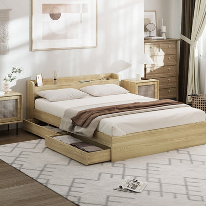 Double Bed Frame with Two Drawers and Charging Ports - Buy Online at Bargain Bay Australia