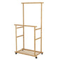 Double - Rail Bamboo Clothes Rack High Low Hanging Rod Organizer - Buy Online at Bargain Bay Australia