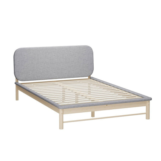 Double Size Wooden Bed Frame with Padded Fabric Edges and Headboard - Buy Online at Bargain Bay Australia