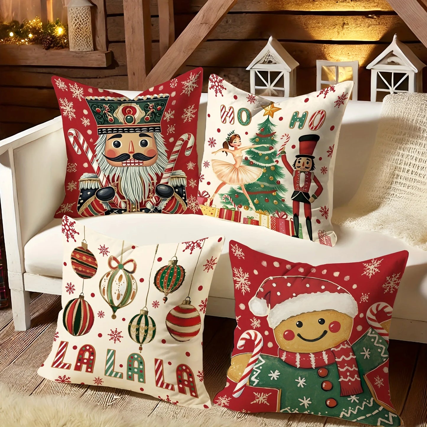 Festive Christmas Pillowcases – Nutcracker, Gingerbread & Ornament Print