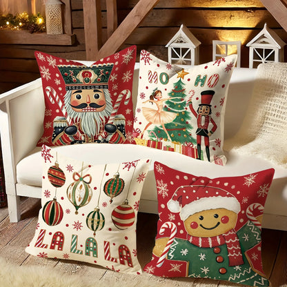 Festive Christmas Pillowcases – Nutcracker, Gingerbread & Ornament Print