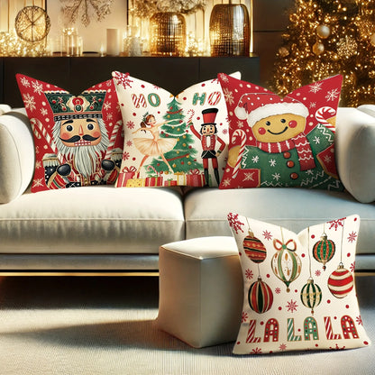 Festive Christmas Pillowcases – Nutcracker, Gingerbread & Ornament Print