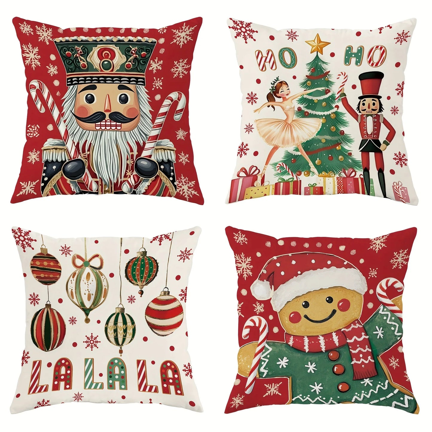 Festive Christmas Pillowcases – Nutcracker, Gingerbread & Ornament Print