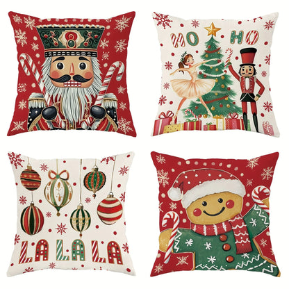Festive Christmas Pillowcases – Nutcracker, Gingerbread & Ornament Print